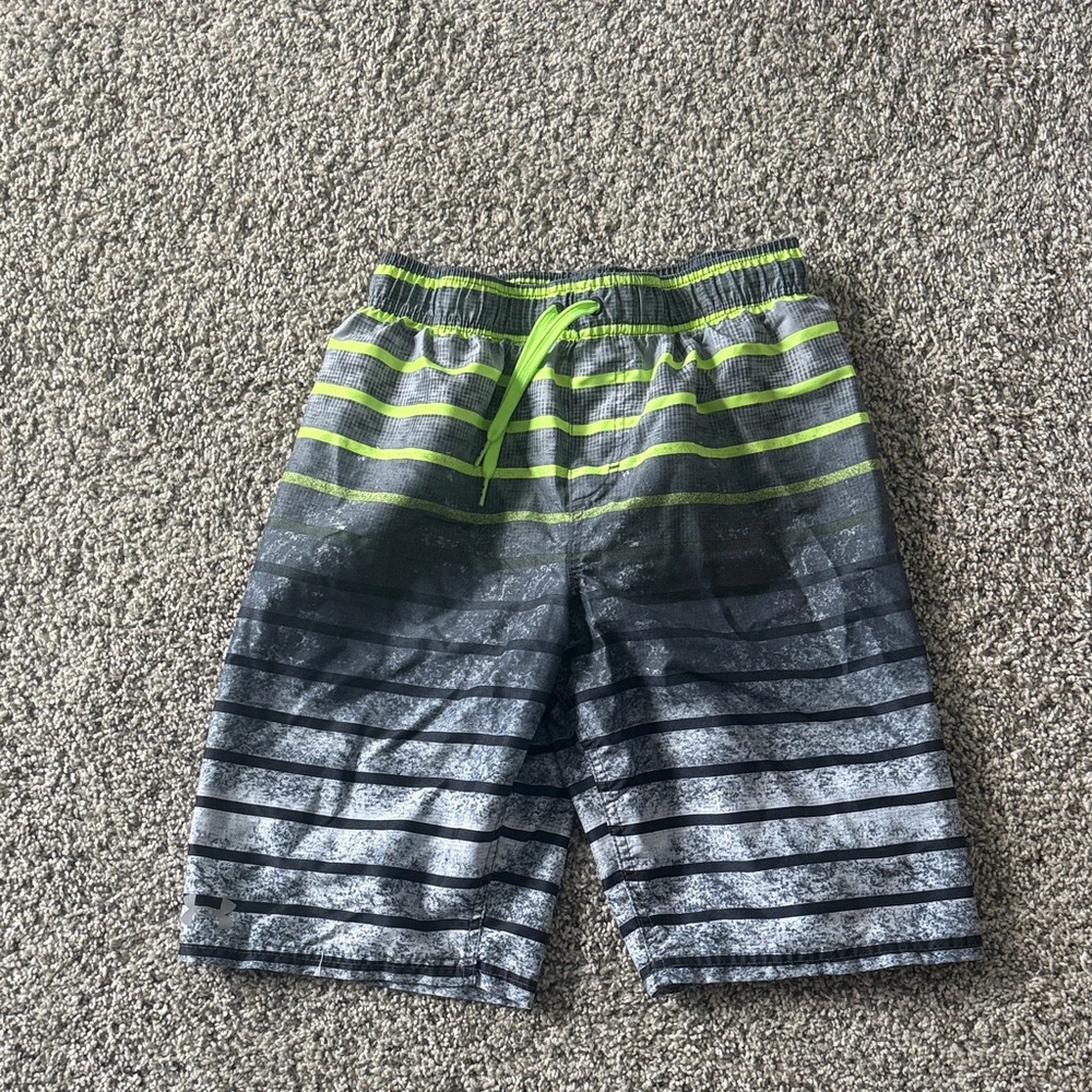 Under Armour Kids Swimsuit: Gray and Neon Green Swim Shorts